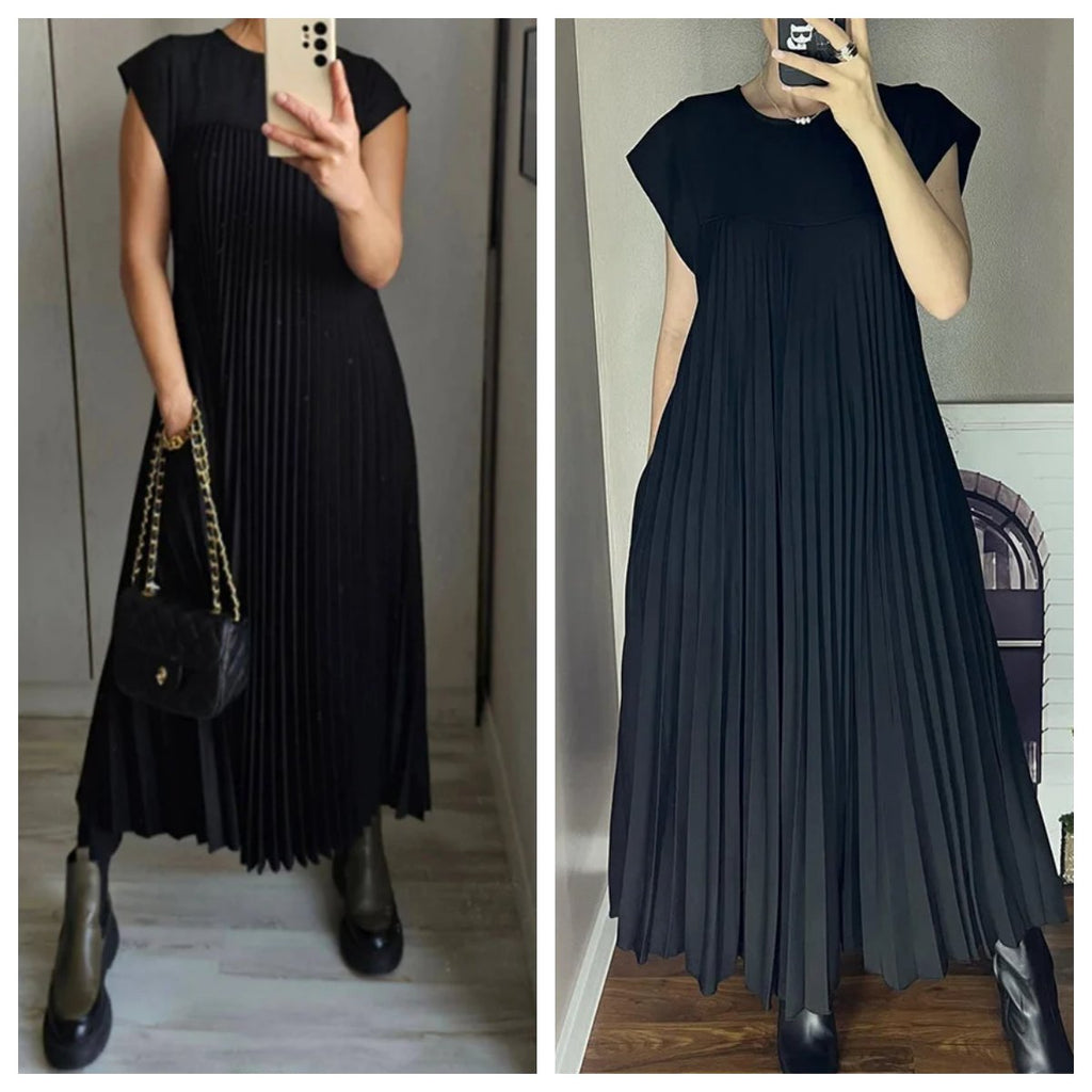 💕Cassimok.com Women's Pleated Solid Color Maxi Dress👗