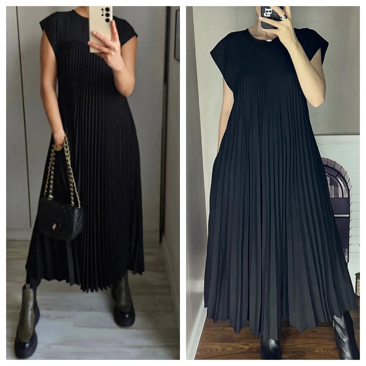 💕Cassimok.com Women's Pleated Solid Color Maxi Dress👗