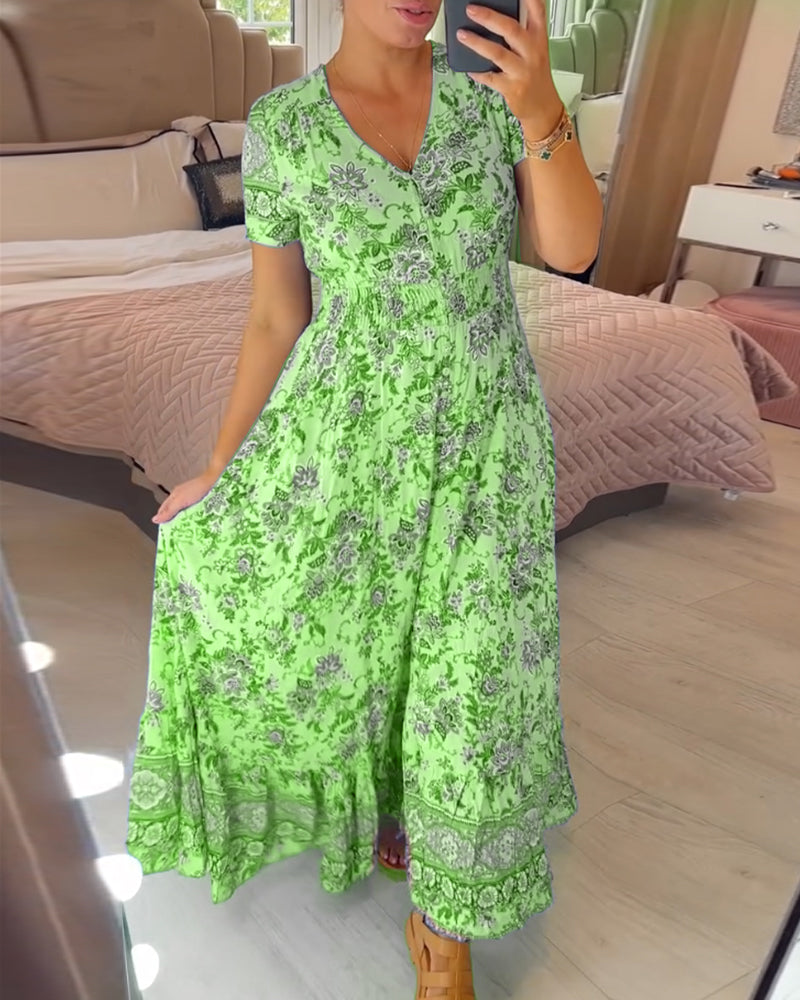 cassimok.com | 💝 Saty s kvetinovym potiskem a vystrihem do V