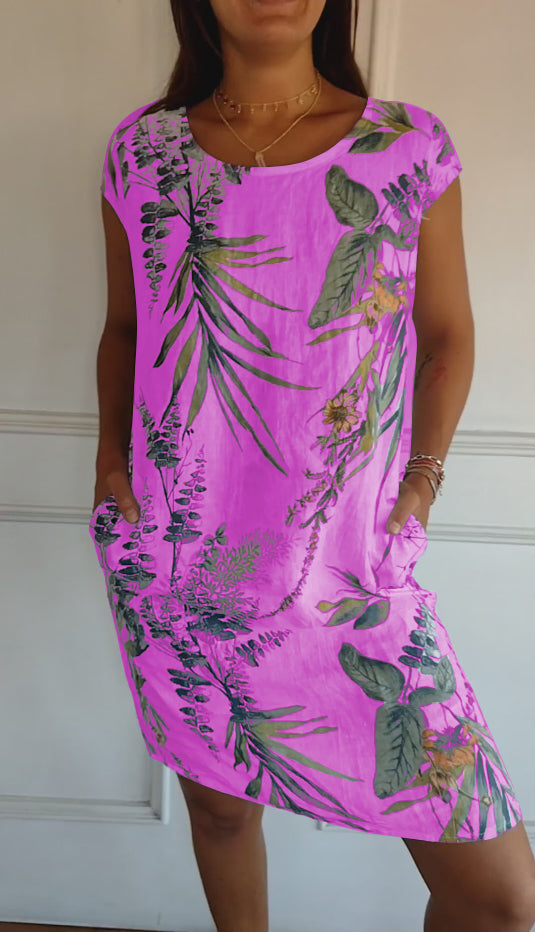 Cassimok.com | Women's Casual Cotton and Linen Round Neck Printed Dresses for Spring/Summer 2024