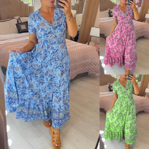 cassimok.com | 💝 Saty s kvetinovym potiskem a vystrihem do V