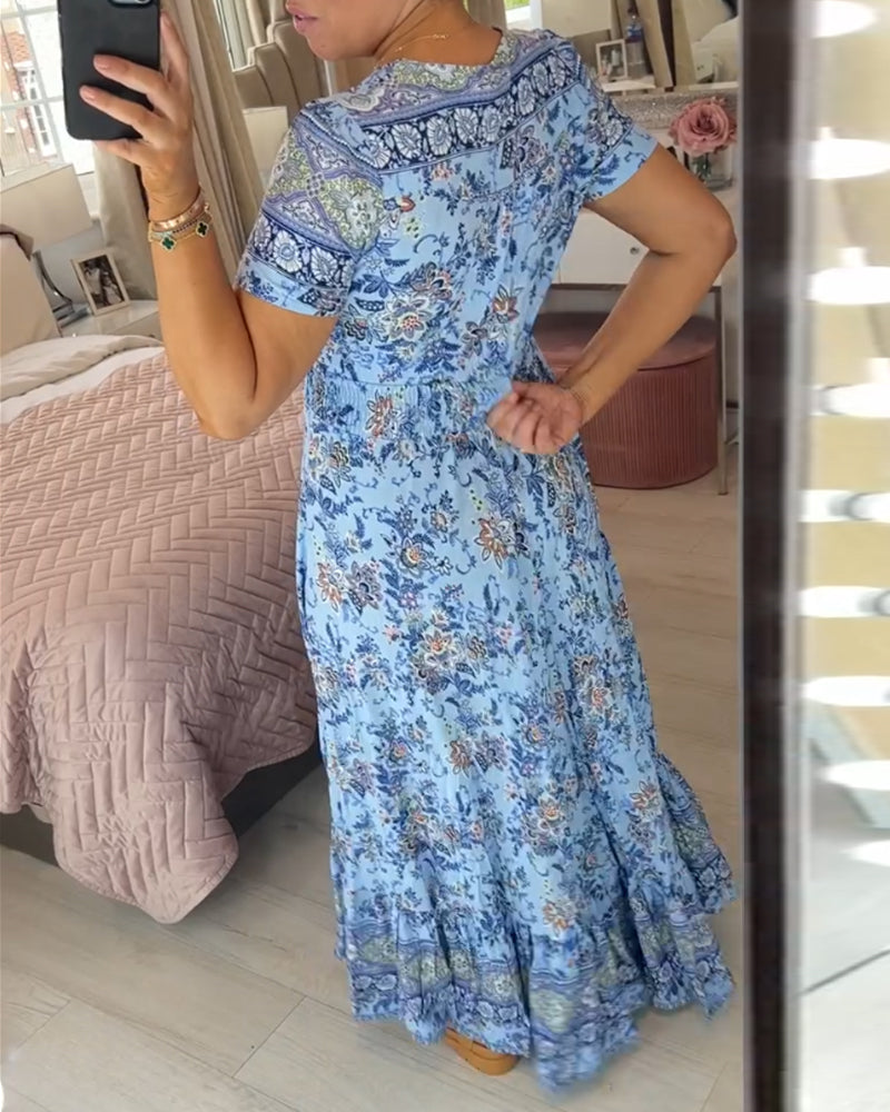 cassimok.com | 💝 Saty s kvetinovym potiskem a vystrihem do V