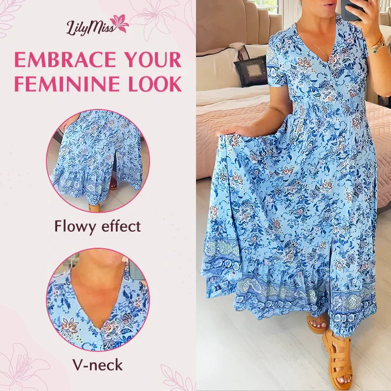 cassimok.com | 💝 Saty s kvetinovym potiskem a vystrihem do V