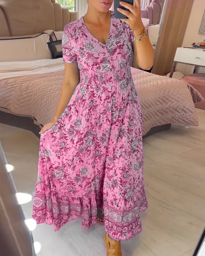 cassimok.com | 💝 Saty s kvetinovym potiskem a vystrihem do V
