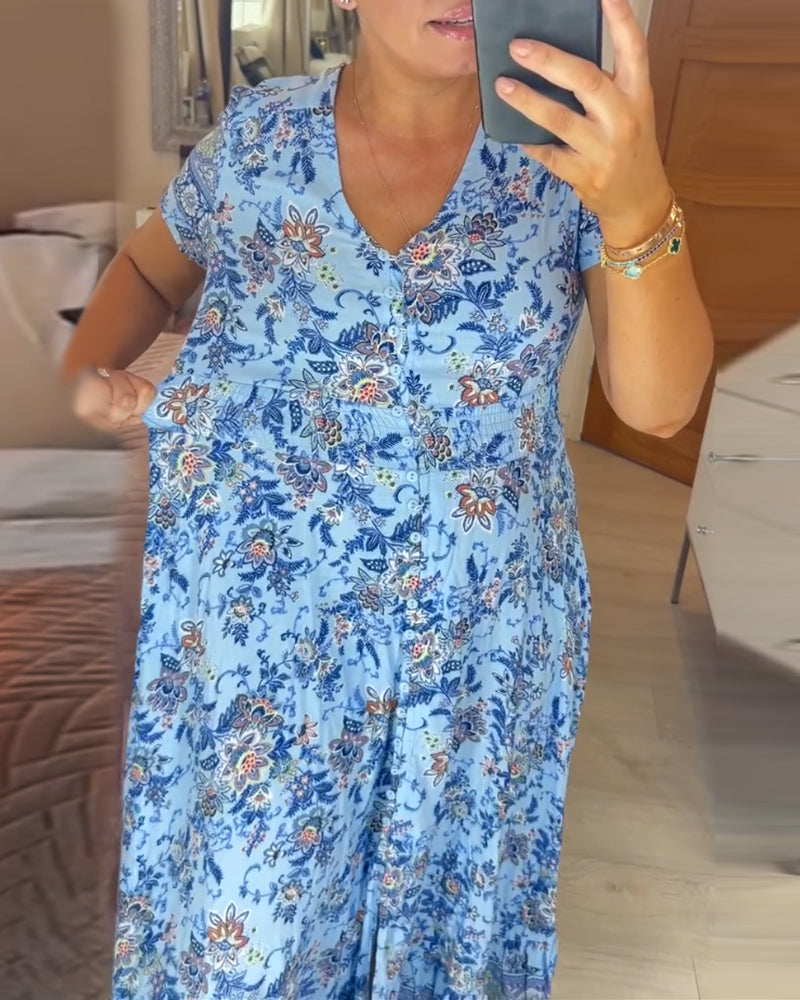 cassimok.com | 💝 Saty s kvetinovym potiskem a vystrihem do V