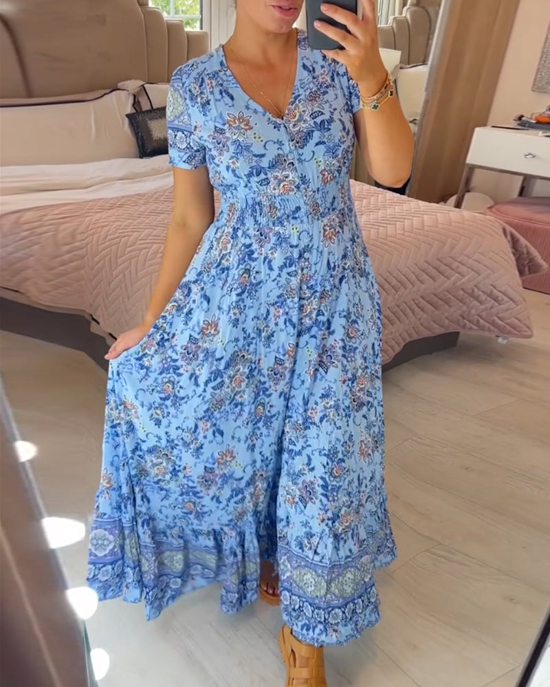cassimok.com | 💝 Saty s kvetinovym potiskem a vystrihem do V